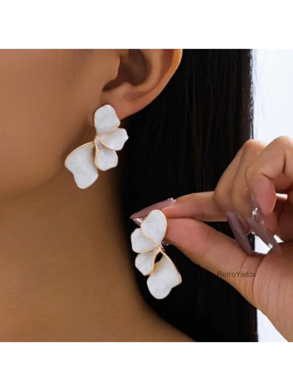Chunky Large Flower Leaf Drop Dangle Earrings for Women Statement Jewelry